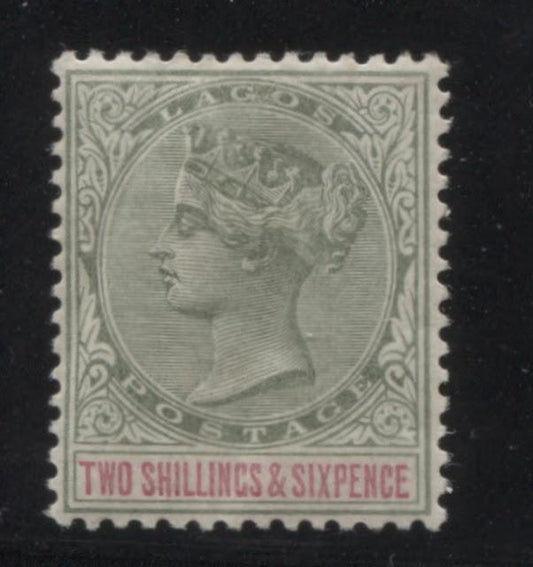 Printings of the 2/6d Green and Carmine Queen Victoria Keyplate Stamp of Lagos - 1887-1901 Part Two