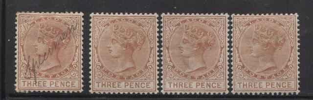 Printings Of The 3d Chestnut Queen Victoria Keyplate Definitive Watermarked Crown CA