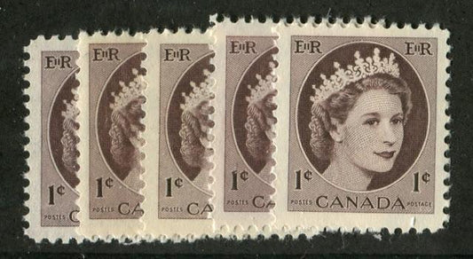 Shade Varieties Of The 1c Brown Wilding Issue - 1954-1963