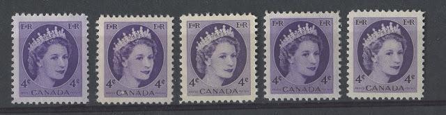 Shade Varieties Of The 4c Wilding Issue -1954-1963