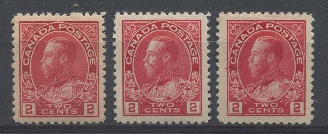 Shades Of The 2c Carmine Admiral Stamp of 1911-1922