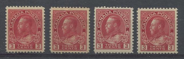 Shades Of The 3c Carmine Admiral Stamp 1923-1928