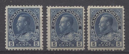 The Blue Shades Of The 5c, 8c And 10c Admiral Stamps Of 1911-1928
