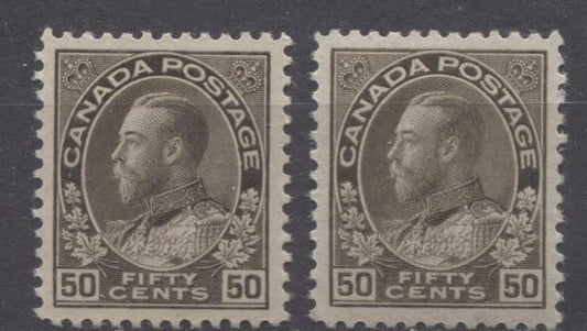 The Shades Of The 50c Black and $1 Orange Admiral Stamps of Canada 1912-1928