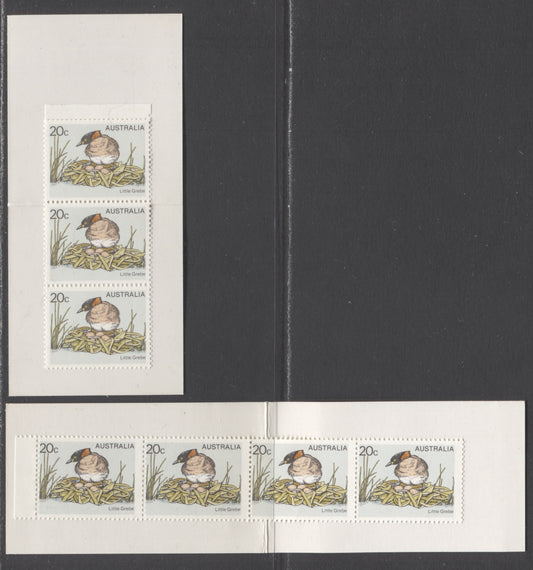 Australia SC#683  20c Multicoloured Little Grebe, 1978 Bird Definitives, 2 VFNH Booklets Of 3 & 4, Click on Listing to See ALL Pictures, Net Est. $10 USD