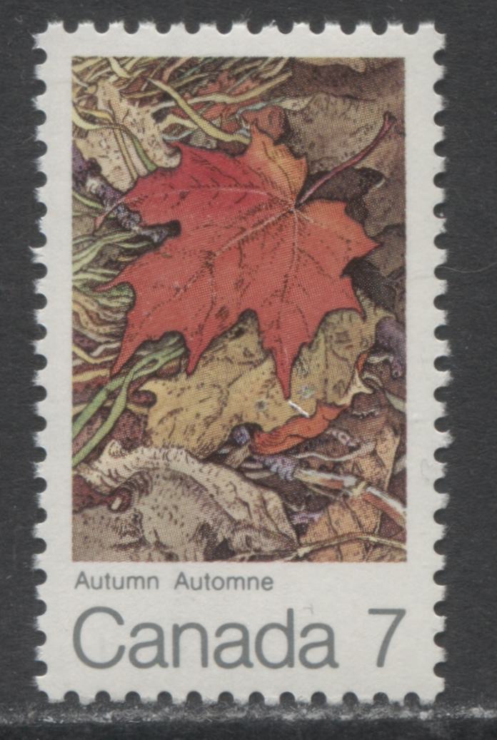 Canada #537ii 6c Multicolored Autumn, 1971 Maple Leaves, A VFNH Single On HB11/HB12 Vertical Wove Paper