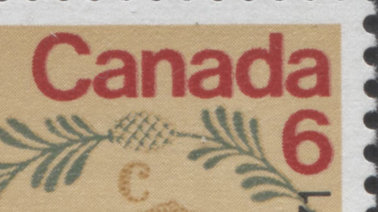 Canada #539 var 6c Multicoloured L.J. Papineau, 1971 L.J. Papineau Issue, A FNH Single With Weak Kiss Print Doubling Of Canada & 6 On DF/DF Paper With Matte PVA