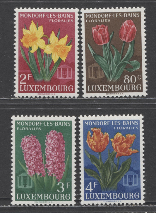 Luxembourg SC#300-303 1955 Flower Festival At Mondorf-les-Bains, 80c-4Fr, 4 VFNH Singles, Click on Listing to See ALL Pictures, 2022 Scott Classic Cat. $9 USD