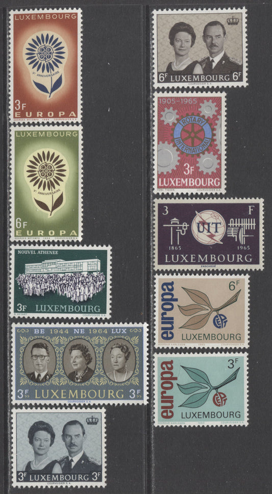 Luxembourg SC#411 - 417, 431 - 433  1964 - 1965 Europa Issues, 10 VFNH SIngles, Click on Listing to See ALL Pictures, 2022 Scott Classic Cat. $3.90 USD