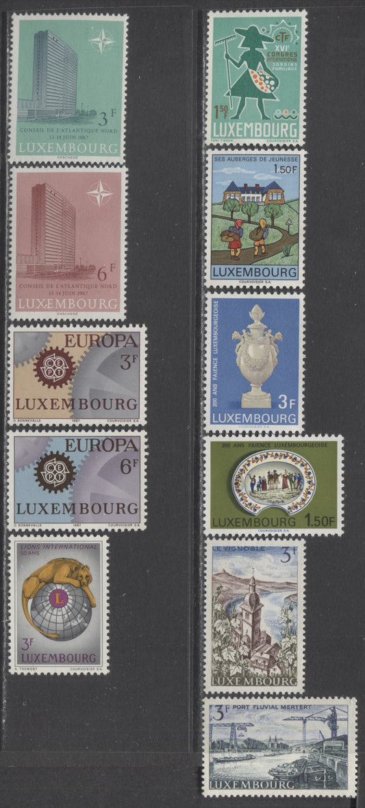 Luxembourg SC#449 - 459  1967 Europa & River Issues, 11 F/VF NH Singles, Click on Listing to See ALL Pictures, 2022 Scott Classic Cat. $4.15 USD