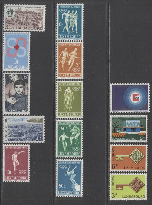 Luxembourg SC#460 - 473  1968 Olympics - Tourist Publicity Issues, 14 VFNH Singles, Click on Listing to See ALL Pictures, 2022 Scott Classic Cat. $7.40 USD