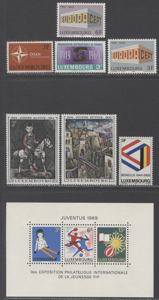 Luxembourg SC#474 - 480  1969 Youth & Leisure - Nato 20th Anniversary, 7 VFNH Singles And 1 Souvenir Sheet, Click on Listing to See ALL Pictures, 2022 Scott Classic Cat. $6.20 USD