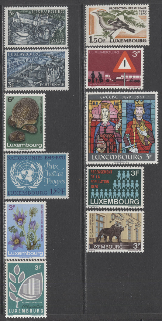 Luxembourg SC#482 - 488, 491 - 494  1969 Agricultural Progress -  1970 25th Anniversary Of UN Issues, 11 VFNH Singles, Click on Listing to See ALL Pictures, 2022 Scott Classic Cat. $3.70 USD