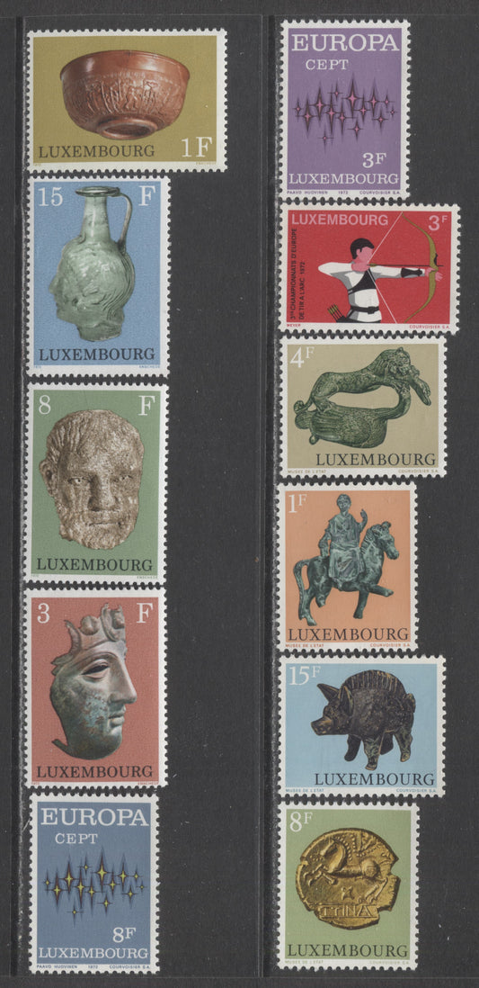 Luxembourg SC#508/522 1972-1973 Archaeological Objects , 11 VFNH Singles, Click on Listing to See ALL Pictures, 2022 Scott Classic Cat. $6.05 USD