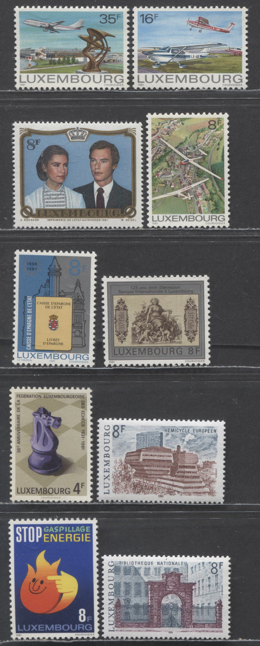 Luxembourg SC#655/666 1981 Landmarks & Energy Conservation Issues, 10 VFNH Singles, Click on Listing to See ALL Pictures, 2022 Scott Classic Cat. $6.2 USD