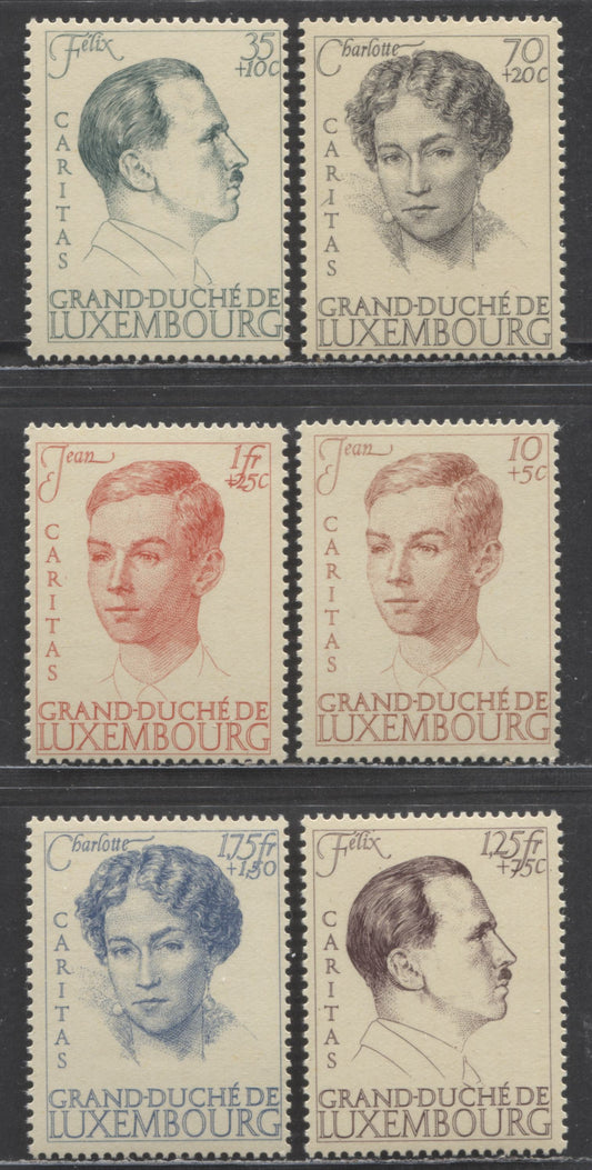 Luxembourg SC#B98-B103 1939 Royal Family Semi Postals, 10c+5c Red Brown - 1.75Fr+1.5Fr Blue, 6 FNH Singles, Click on Listing to See ALL Pictures, Estimated Value $22 USD