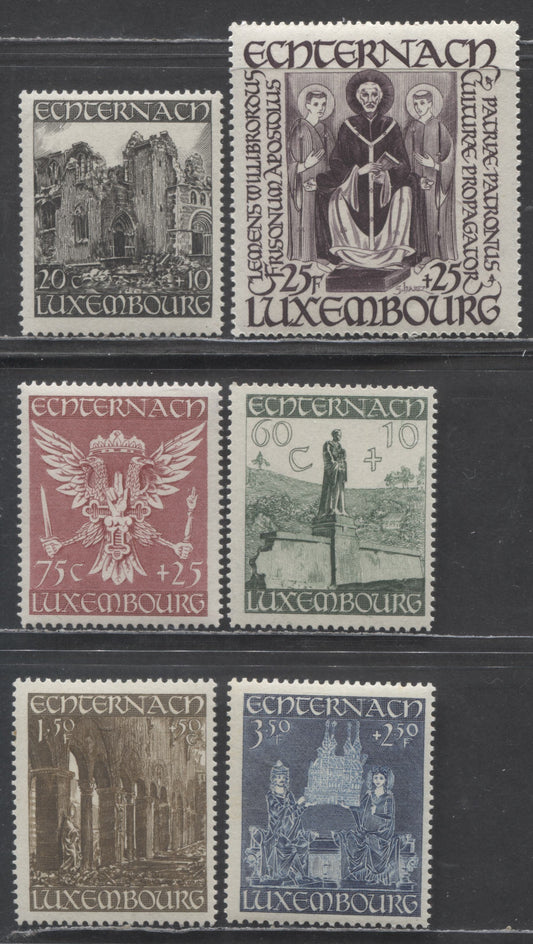 Luxembourg SC#B137-B142 1943 Basilica Of Saint Willibrord Semi Postals, 6 FNH Singles, Click on Listing to See ALL Pictures, Estimated Value $20 USD