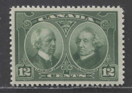 Lot 37 Canada #147 12c Green Laurier & Macdonald, 1927 Historical Issue, A VFNH Single