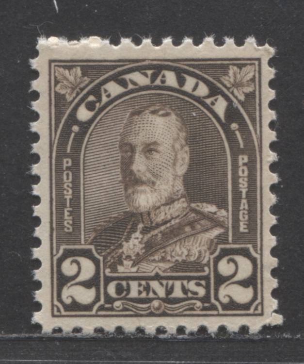 Lot 39 Canada #166b 2c Dark Brown King George V, 1930-1931 Arch/Leaf Issue, A VFNH Single With White Gum, Die 1