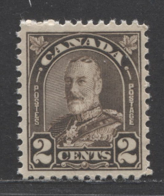 Lot 39 Canada #166b 2c Dark Brown King George V, 1930-1931 Arch/Leaf Issue, A VFNH Single With White Gum, Die 1