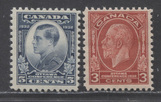 Canada #192-193 3c-5c Deep Red-Dull Blue King George V & Prince Of Wales, 1932 Imperial Economic Conference Issue, 2 FNH Singles