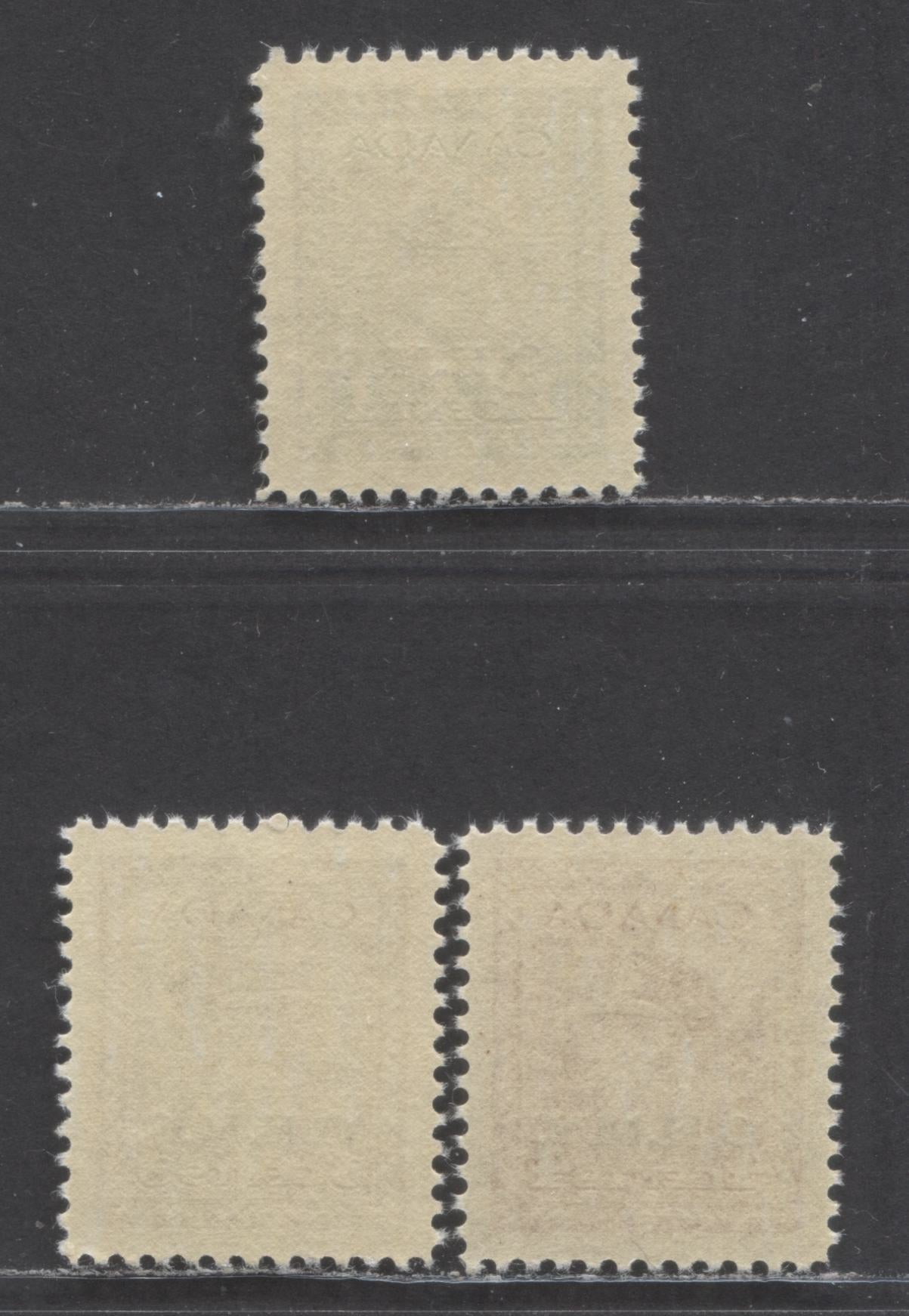 Canada #O1, O3-O4 1c,3c-4c Green, Rose Violet - Dark Carmine, 1949 - 1950 Overprinted Officials King George VI War Issue, 3 VFNH Singles