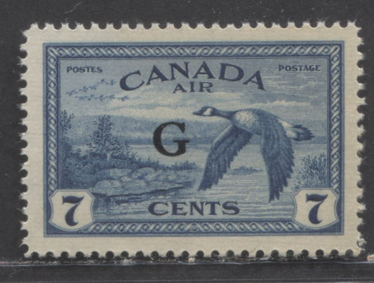 Canada #CO2 7c Deep Blue Canada Goose, 1950 Air Mail Overprinted Officials Issue, A VFNH Single