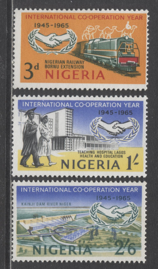 Nigeria SC#178-180 1965 ICY Issue, 3 F/VFNH Singles, Click on Listing to See ALL Pictures, 2017 Scott Cat. $16.5 USD