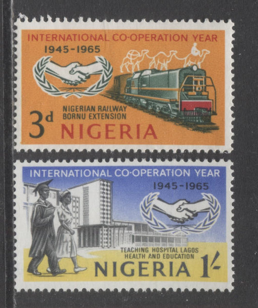 Nigeria SC#178-179 1965 ICY Issue On Unlisted LF Paper, 2 F/VFNH Singles, Click on Listing to See ALL Pictures, 2017 Scott Cat. $6.5 USD