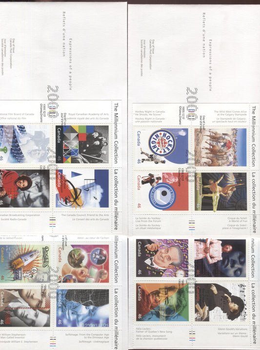 Canada #1818-1821 46c Multicolored Media Technologies-Fostering Canadian Talent, 1999 Millenium Issue, 4 XFNH Covers
