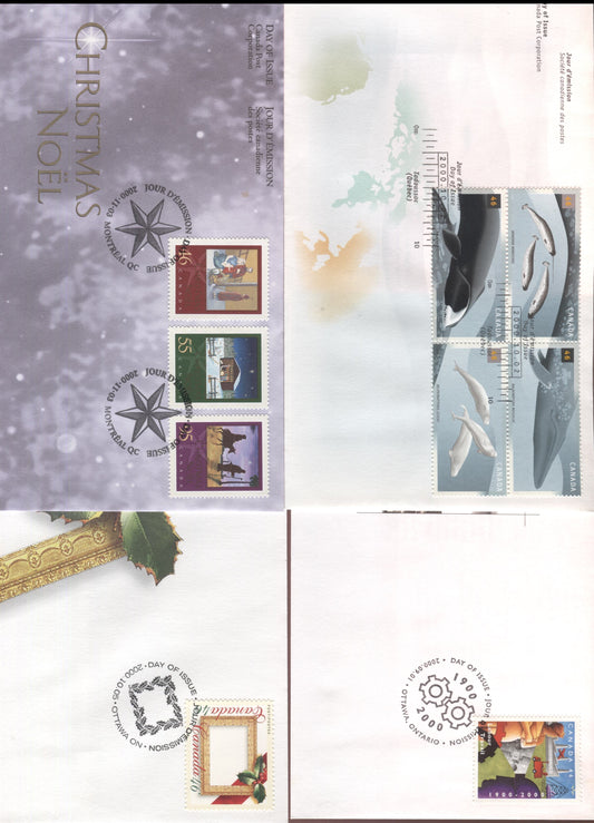 Canada #1866, 1871-1875 46c, 55c & 95c Multicolored Labour & Industry - Flight Into Egypt, 2000 Department Of Labour Centennial - Christmas Issues, 4 VFNH First Day Covers