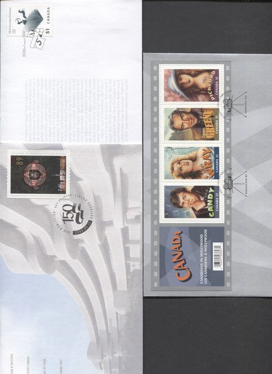 Canada #2151-2153 51c & 89c Multicolored Horse & Charioteer - Mary Pickford, 2006 McClelland & Stewart Centenary - Canadians In Hollywood Issue, 3 VFNH First Day Covers, Generally 26,000 Of Each Cover Were Produced