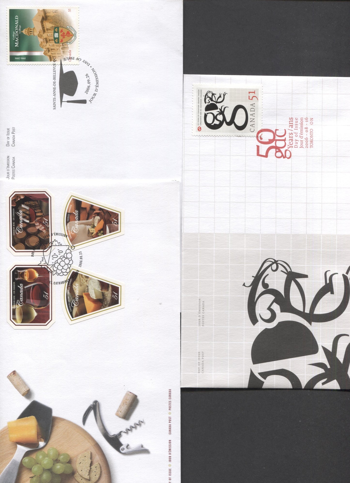 Canada #2167-2172 51c Multicolored Beaver - Macdonalds College, 2006 Graphic Designers - Macdonalds College Issues, 3 VF FDC's, Only 26,000 Of Each Produced