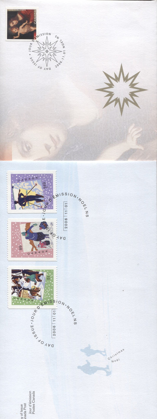 Canada #2183-2186 51c-$1.49 Multicolored Madonna & Child - Contemplation, 2006 Christmas Issues, 2 VF FDC's, Only 26,000 Of Each Produced