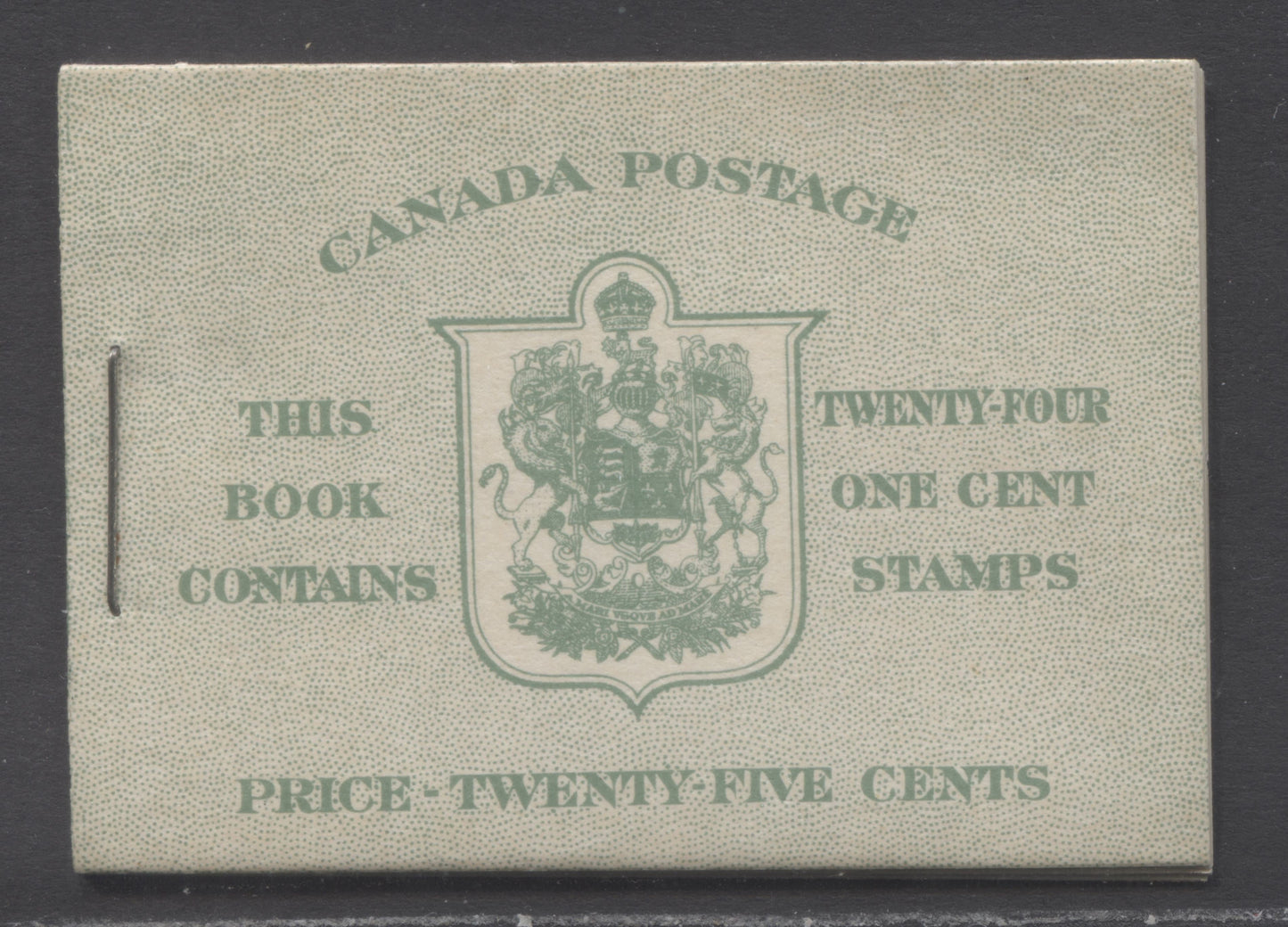 Canada #BK28cE 1937-1942 Mufti Issue, A Complete 25c English Booklet, 6c Rate Page, Front Cover IIb, Back Type A, VF and Scarce As Only 296,334 Booklets Issued For All Three Types