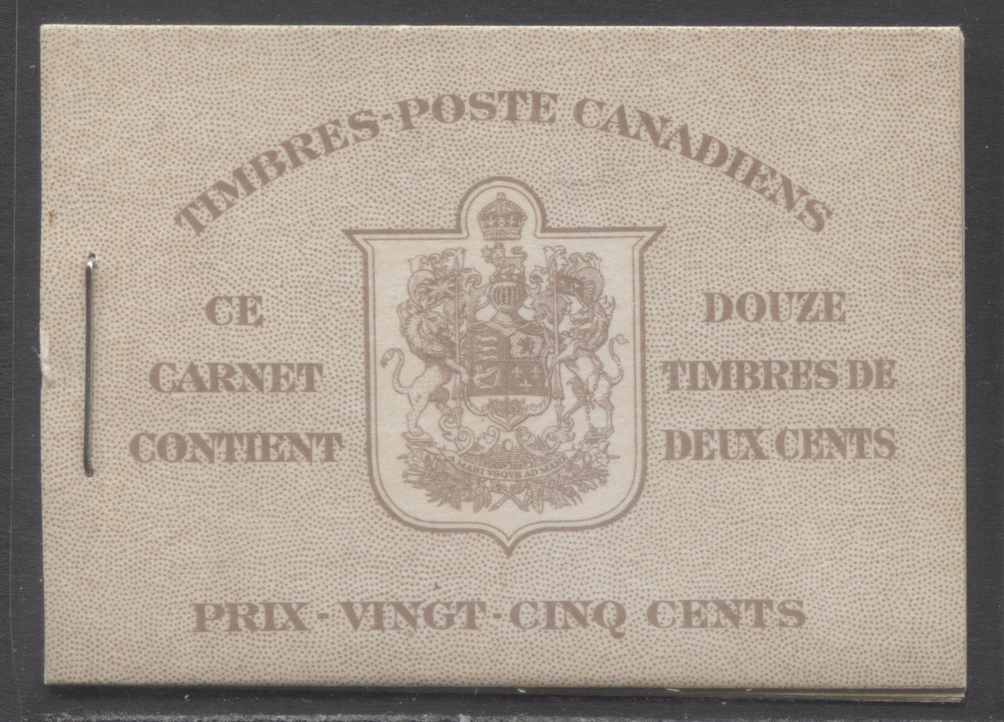 Canada #BK29cF 1937-1942 Mufti Issue, A Complete 25c French Booklet, Type II Covers, 6c Rate Page, Vertical Wove Paper, Cream Gum, Front Cover IIm, Back Cover B, VF and Scarce As Only 42,000 French Booklets Issued