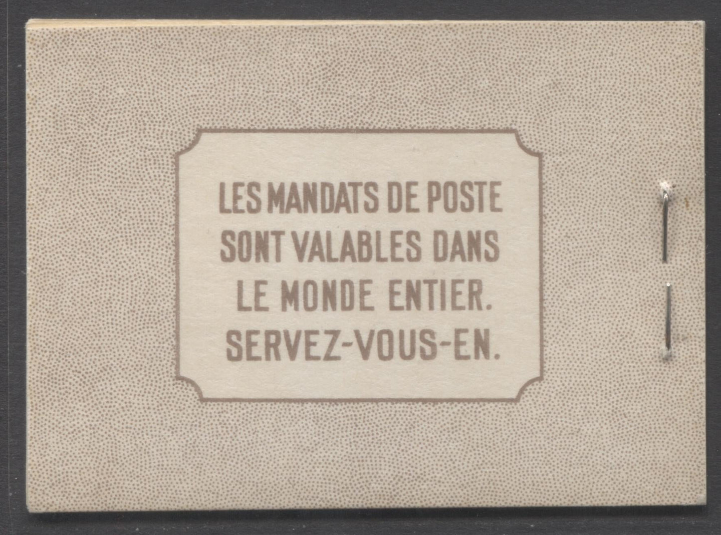 Canada #BK29cF 1937-1942 Mufti Issue, A Complete 25c French Booklet, Type II Covers, 6c Rate Page, Vertical Wove Paper, Cream Gum, Front Cover IIm, Back Cover B, VF and Scarce As Only 42,000 French Booklets Issued