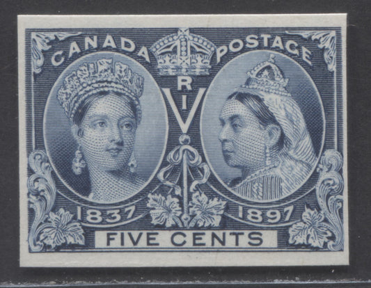 Lot 5 Canada #54P 5c Deep Blue Queen Victoria, 1897 Diamon Jubilee, A Fine Unused Plate Proof Single, Only 1,700 Printed