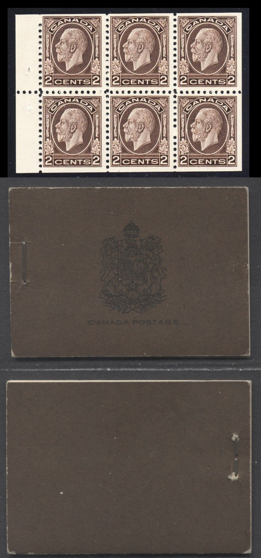 Canada #BK21bE 1933-1934 Medallion Issue, A Complete 25c English Booklet, 2 Panes Of 6 2c Black Brown, Type II 'Register' Slogan, 103,000 Issue