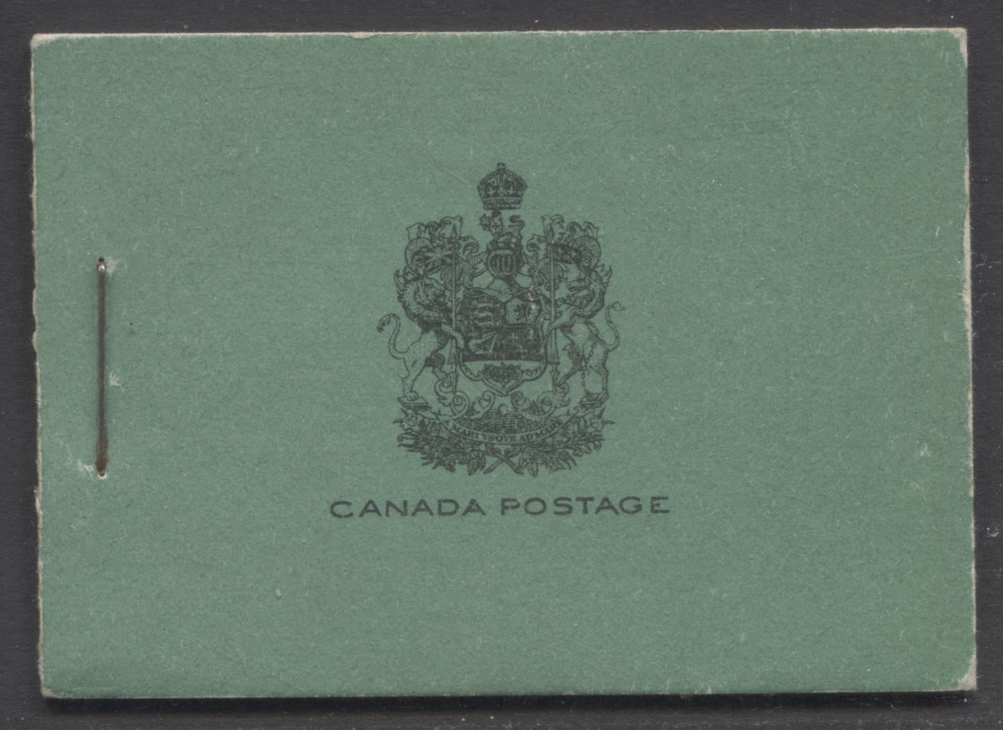 Lot 6 Canada #BK12aE 1928-1929 Scroll Issue, A Complete 25c English Booklet, 2 Panes Of 6 2c Green, Black On Green Cover, 4,160,000 Issued, Slight Corner Bend On One Pane