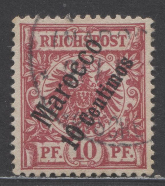 Lot 67 Germany - Offices In Morocco SC#3 10c On 10pf Carmine 1899 Overprinted Issue, A Very Fine Used Single, Click on Listing to See ALL Pictures, 2017 Scott Cat. $9 USD