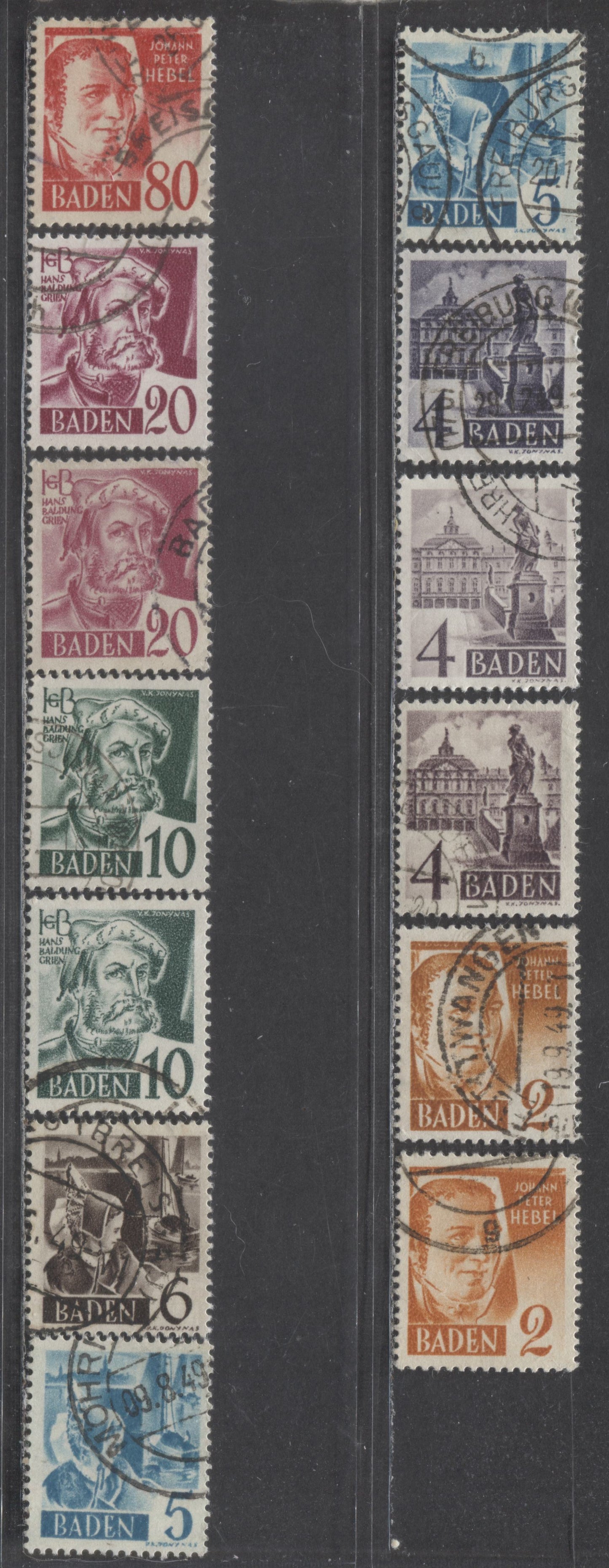 Germany SC#5N28/5N39 1948-1949 Definitives, Missing 40pf, includes additional shades of 2pf, 4pf, 5pc, 10pf And 20pf, 13 FNH Singles, Click on Listing to See ALL Pictures, 2022 Scott Classic Cat. $25.1 USD