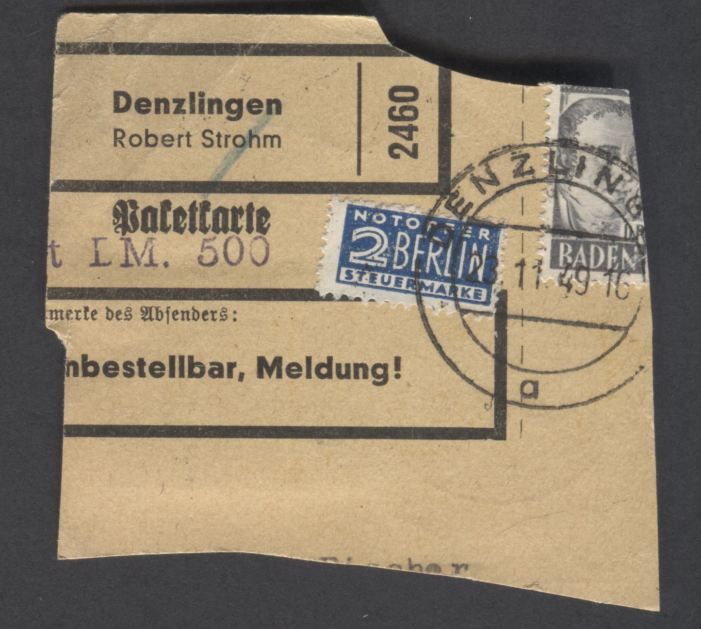 Germany SC#664/5N37 1948-1949 Hannover Export Issue, Parcel Piece With Mixed Franking, 3 Fine/Very Fine Used Singles, Click on Listing to See ALL Pictures, 2022 Scott Classic Cat. $4.3 USD