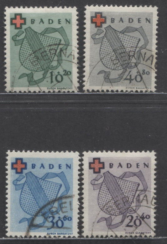 Lot 81 Germany SC#5NB1-5NB4 1949 Red Cross Issue, Cancels Appear To Be Favour Cancels, Short Perf On The 30 + 60pf, 4 Fine/Very Fine Used Singles, Click on Listing to See ALL Pictures, Estimated Value $25.5 USD