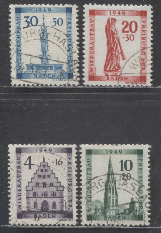 Lot 82 Germany SC#5NB5-5NB8 1949 Freibure Monuments Issue, 4 Very Fine Used Singles, Click on Listing to See ALL Pictures, Estimated Value $22.5 USD