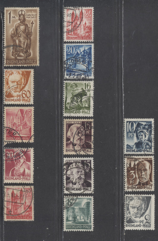 Lot 86 Germany SC#6N1-6N15 1947-1948 Definitives, Plus Additional Shades Of The 15pf & 24pf, 14 Very Fine Used Singles, Click on Listing to See ALL Pictures, 2017 Scott Cat. $7.7 USD