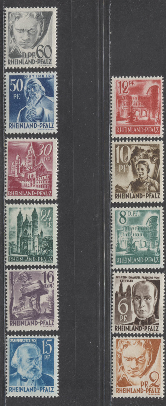 Lot 87 Germany SC#6N16/6N27 1948 Definitives, Short Set, 11 VFOG Singles, Click on Listing to See ALL Pictures, 2017 Scott Cat. $7.3 USD