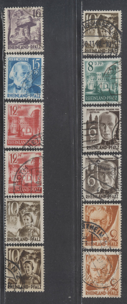 Lot 88 Germany SC#6N16-6N22 1948 Definitives, Plus Additional Shades, 12 Fine/Very Fine Used Singles, Click on Listing to See ALL Pictures, 2017 Scott Cat. $5.8 USD
