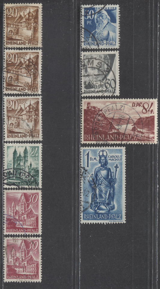 Lot 89 Germany SC#6N23-6N29 1948 Definitives, With Additional Shades Of The 20pf Brown - 1dm Blue, 10 Fine/Very Fine Used Singles, Click on Listing to See ALL Pictures, 2017 Scott Cat. $14.75 USD