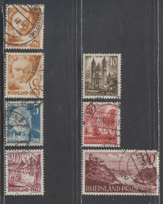 Lot 90 Germany SC#6N30/6N38 1948-1949 Definitives, Without PF + Extra Shade Of The 2pf, 7 Fine/Very Fine Used Singles, Click on Listing to See ALL Pictures, 2017 Scott Cat. $25.3 USD